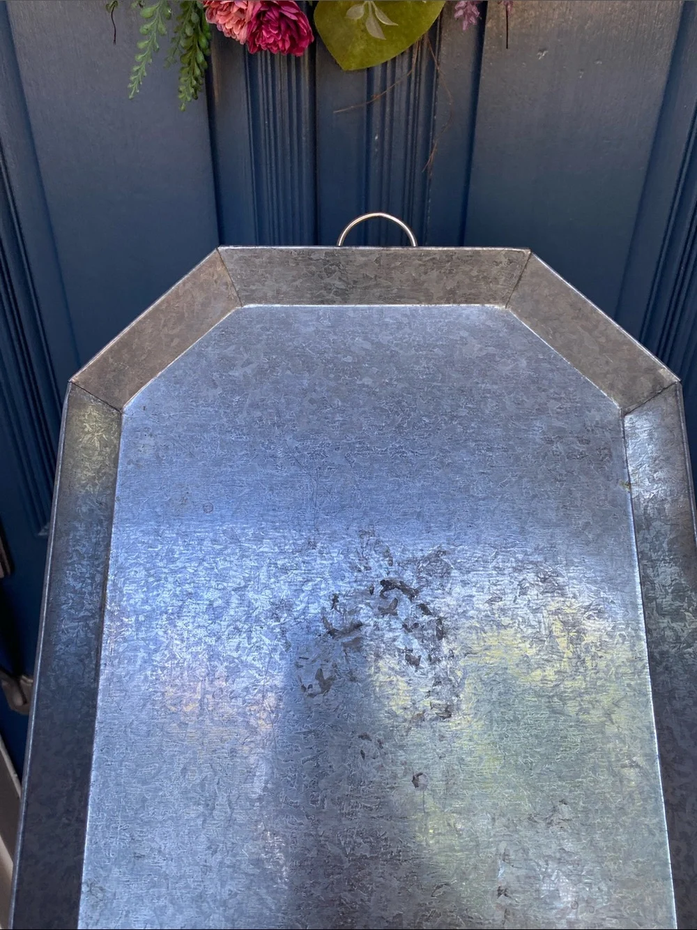 Galvanized Metal Serving Tray - Silver